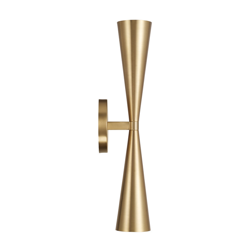 5" W x 19.25" H 2-Light Modern Tapered Dual Sconce in Matte Brass, Matte Brass, 5"W x 19.25"H x 4.75"E