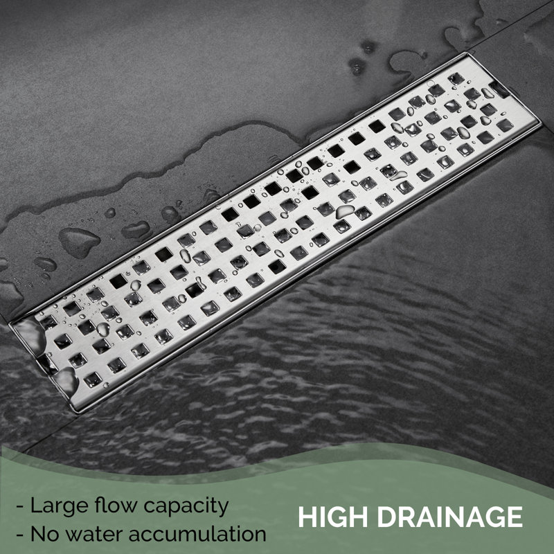 Drain de douche 11,81 po, Nickel brossé