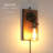 Anastatia Antique Farmhouse Adjustable Plug In Cord Wall Lamp With Retro Rustic Wooden Plate