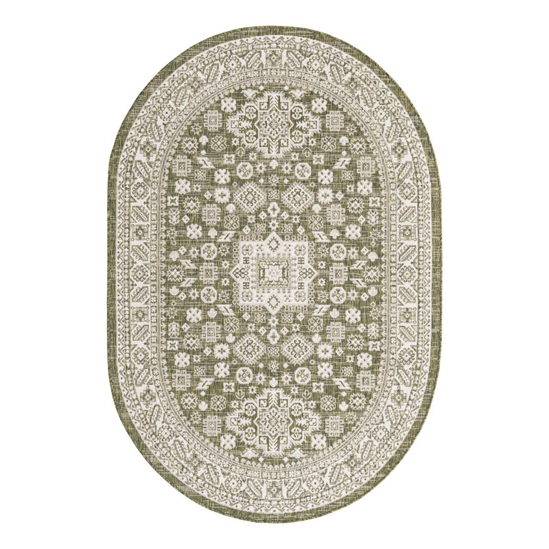 Tapis intérieur / extérieur brun Anarsja Southwestern, Ovale 5 pi 3 po x 7 pi 10 po