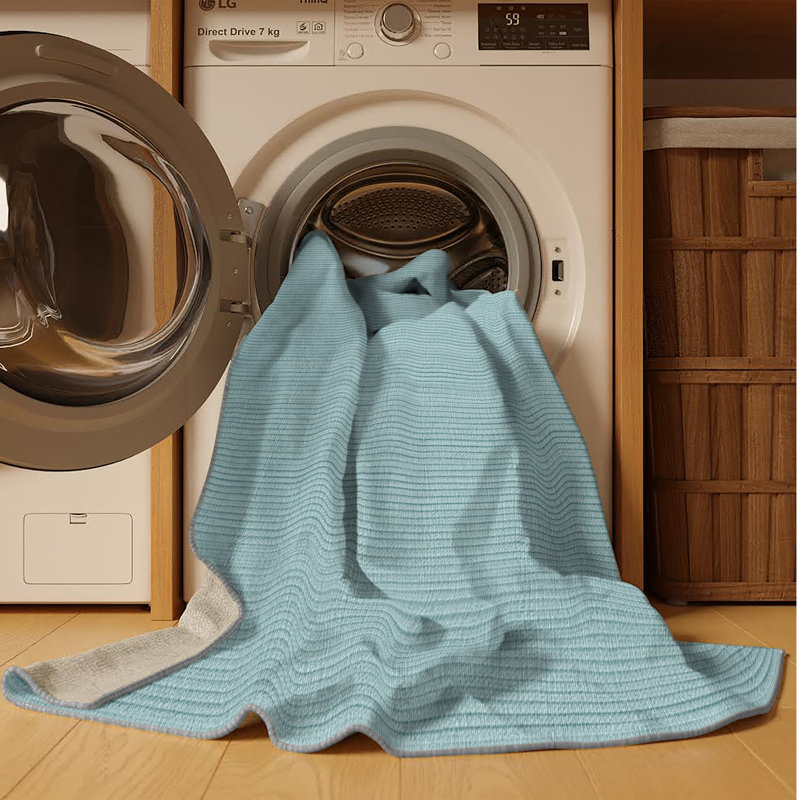 Tapis gris uni lavable à la machine, Rectangle 7 pi x 9 pi