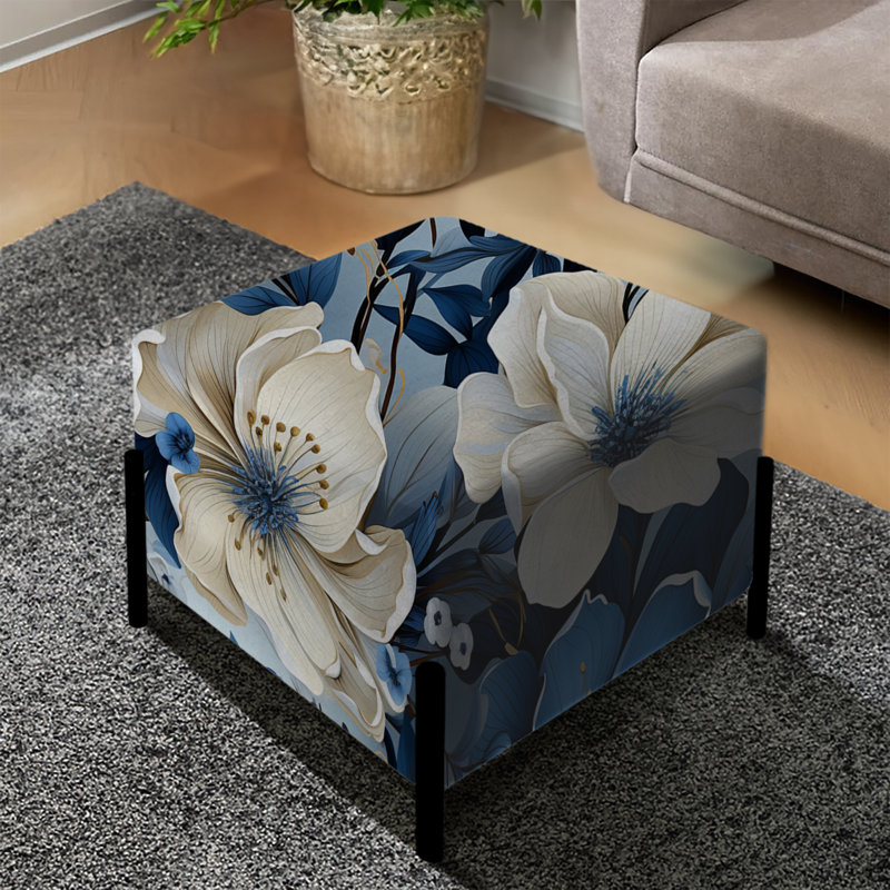 Blue Oasis Floral Blossoms - Repose-pieds floral carré