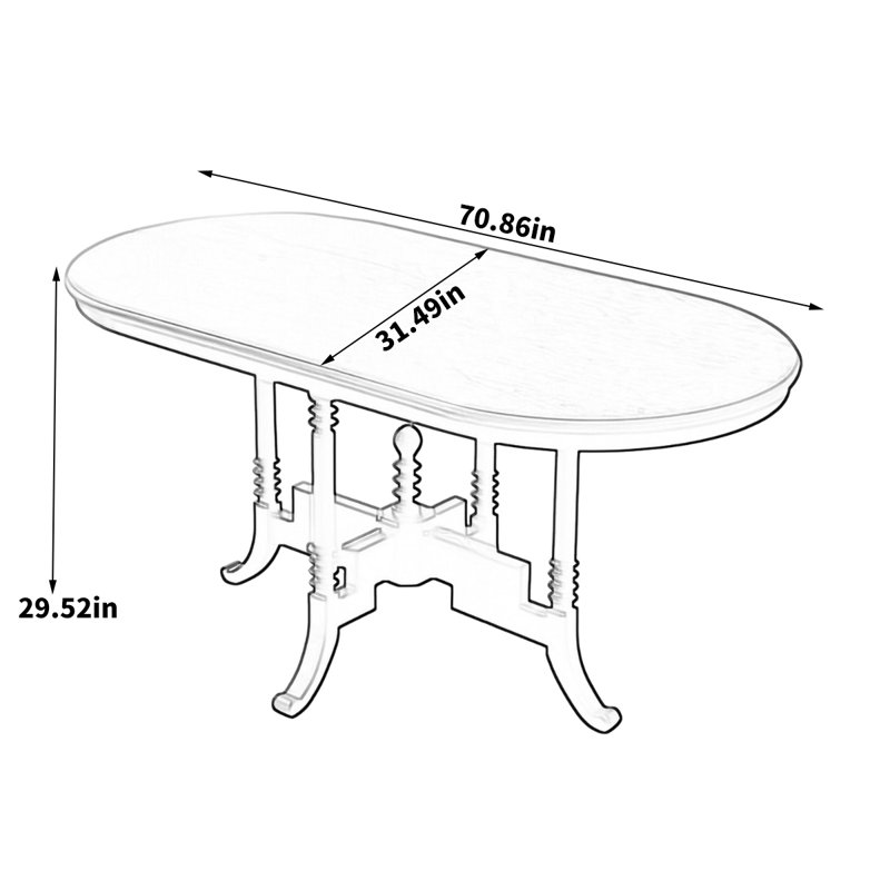 Kaitie Cherry Oval Solid Wood Dining Table, 29.52"H x 70.86"L x 31.49"W