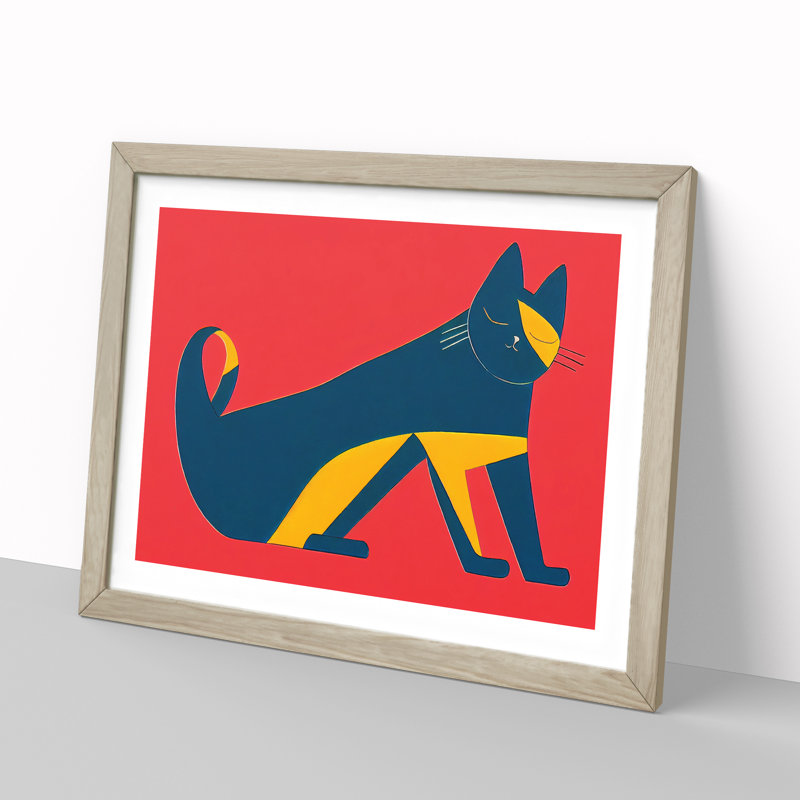 Abstract Cat Vol.6 - Framed Print, 34cm H x 46cm W x 2cm D, Oak