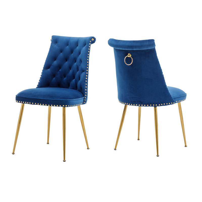 Magallanes 2-Piece Tufted Velvet Dining Chairs , Navy