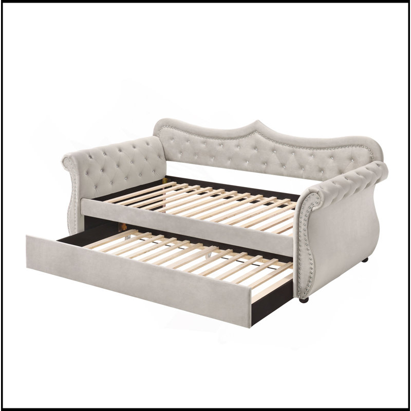 Linen Daybed W/Trundle (Twin), Beige