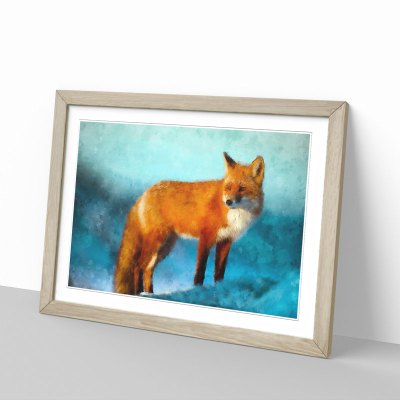 The Red Fox - Picture Frame Painting Print, 45cm H x 63cm W x 2cm D, Oak Framed