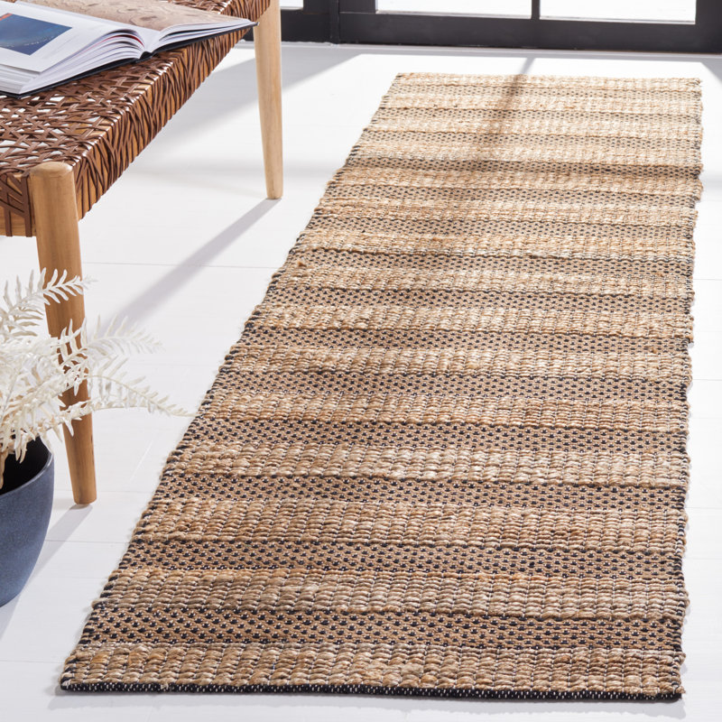 Sonnenberg Striped Flatweave Black/Natural Area Rug, Runner 2'3" x 8'