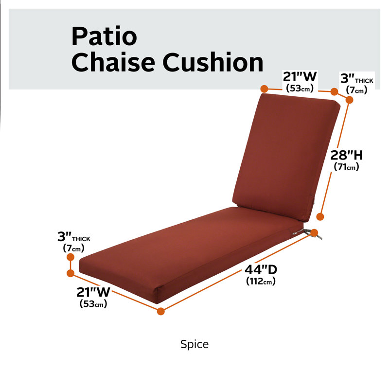 Jaylon Outdoor Chaise Lounge Cushion, Spice, 3"H x 21"W x 72"D