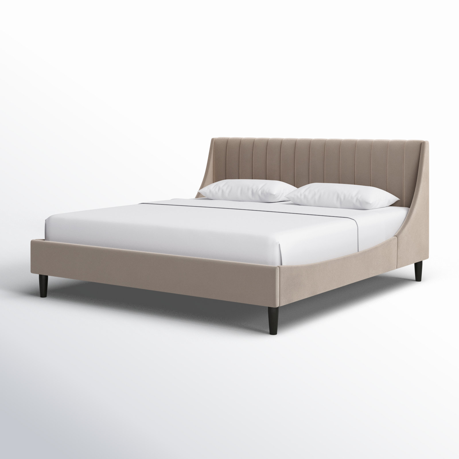 Helaina Velvet Upholstered Wingback Bed, King, Mink Velvet