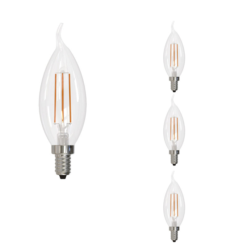 Paquet de 4 ampoules à DEL à intensité variable CA10 avec culot candélabre (E12) à filament DEL