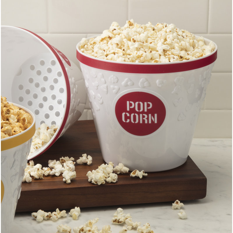 Hutzler Large Red Popcorn Buckets Set of 2, Red