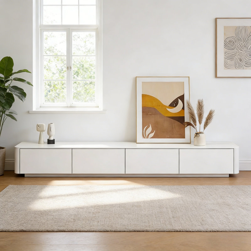 Meuble télé simple de style crème blanc