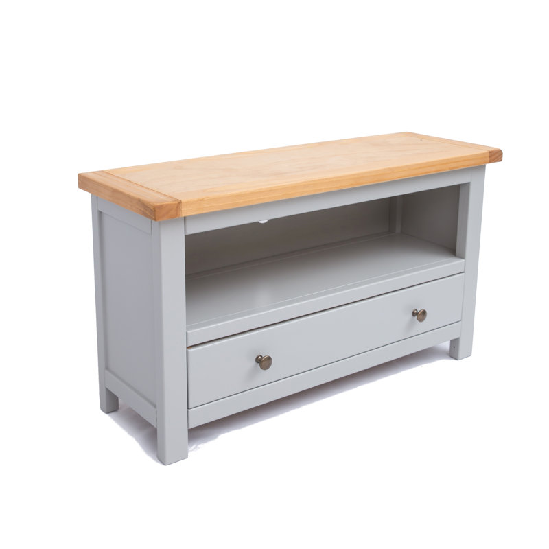 Napper TV Stand for TVs up to 48", Grey/Natural/Antique Brass