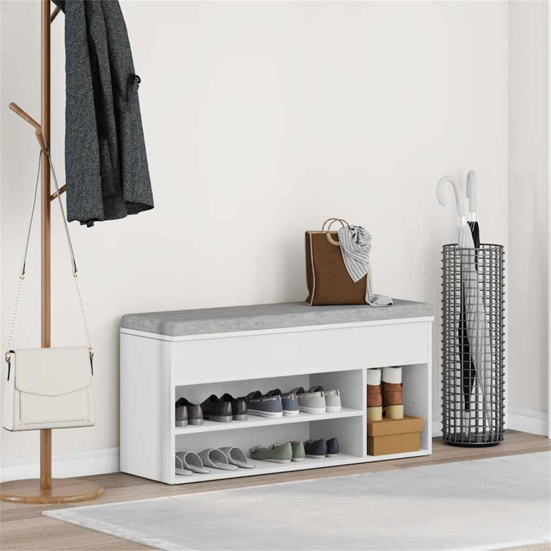 Bilski 5 Pair Shoe Storage Bench, White