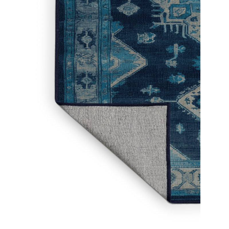 Tapis bleu lavé à la machine, Carré 4 pi