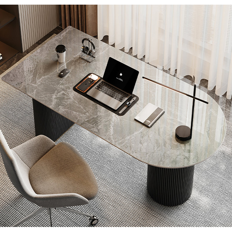 Light Luxury Sintered Stone Desktop Desk, 29.53" H x 55.12" W x 31.5" D