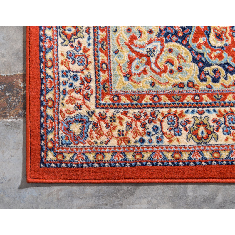 Tapis oriental noir Balthrop, Rectangle 4 pi 1 po x 6 pi 1 po, Terracotta Red