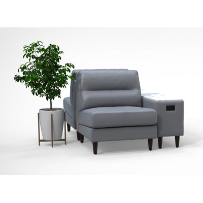 2 Person Waiting Room Reception Chairs Set 100% Genuine Leather 4Pc Set Color Gray