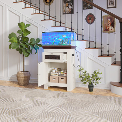 10-15 Gallon Fish Tank Stand, Aquarium Stand With Power Outlets, 198LBS Capacity, Fish Tank Table With Storage Cabinet And Drawer, Aquarium Table For Reptile Terrarium Stand