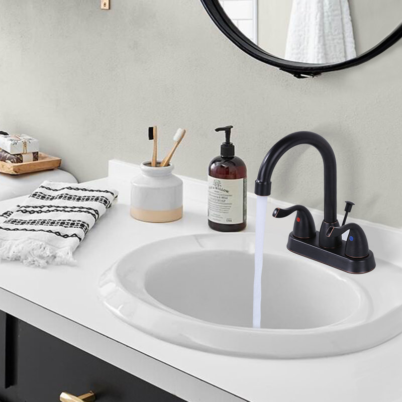 Centerset 2-handle Bathroom Faucet with Drain Assembly, Oil Rubbed Bronze