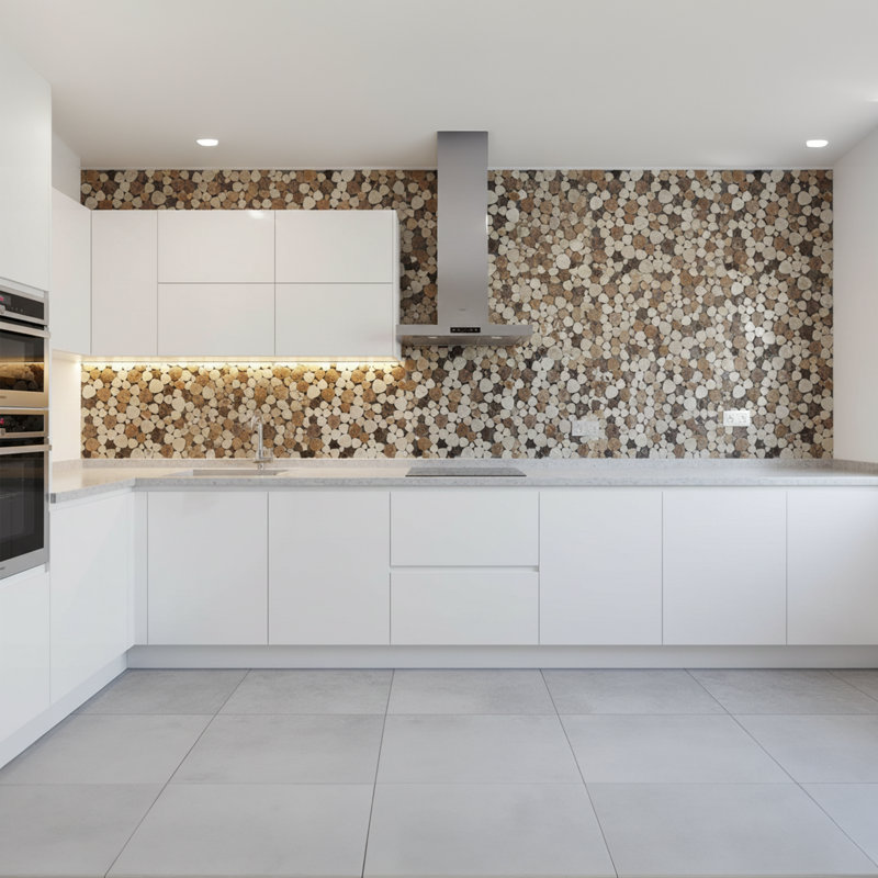 Pebble 12" x 12" Marble Pebbles Mosaic Wall & Floor Tile, Cream