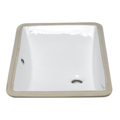 EAGO 15'' White Porcelain Rectangular Bathroom Sink with Overflow