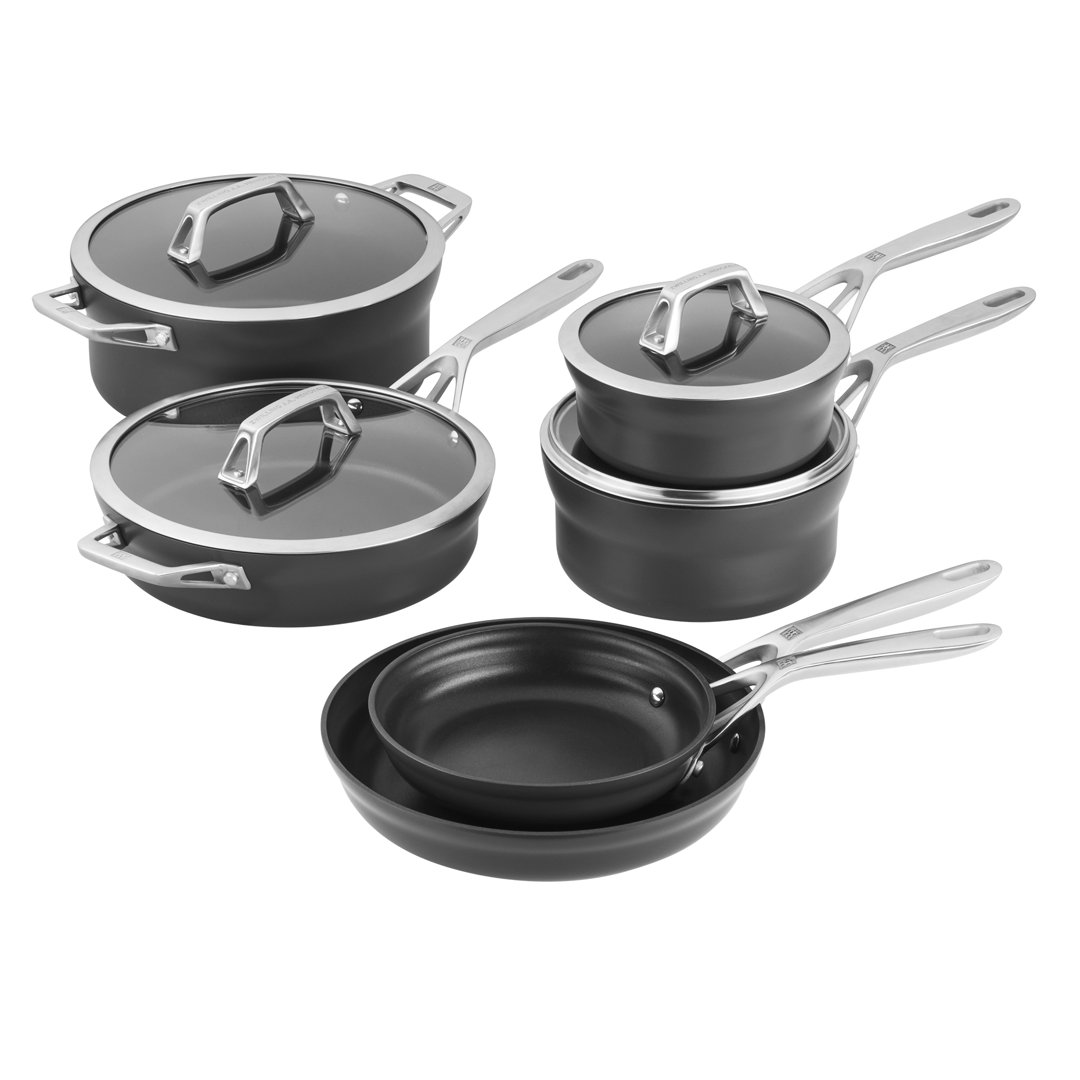 ZWILLING Motion Nonstick Hard-Anodized 10-Piece Cookware Set in Grey, Dutch Oven, Fry pan, Saucepan ZWILLING J.A. Henckels