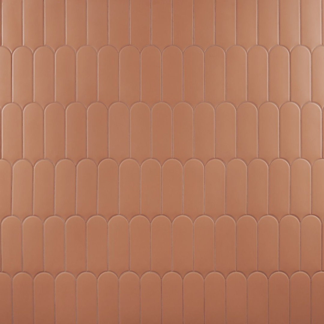 Fan 3" x 8" Fishscale Airy Matte Spanish Wall Tile Encore Surfaces 