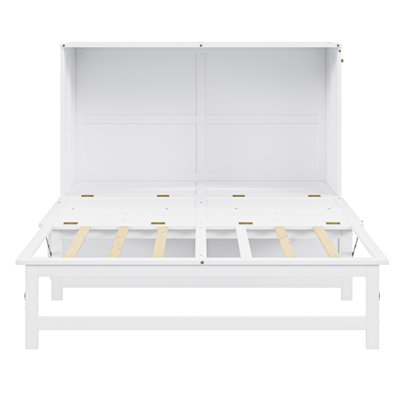 Queen Size Murphy Bed with Built-In Charging Station and a Shelf, White