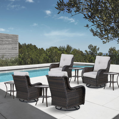 Schutt 8 Piece Multiple Chairs Seating Group with Cushions and Side Tables by Red Barrel Studio