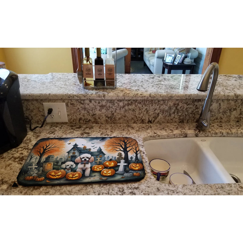 Tapis absorbant pour vaisselle avec surface en polyester et couche de mousse pu pour comptoir de cuisine