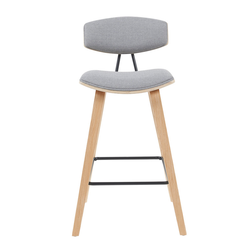 Bilgin Payton Modern Bar or Counter Height Stool with Upholstered Seat and Wood Frame, Counter Stool (25.5" Seat Height), Oak