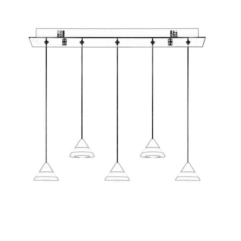 Luminaire suspendu conique à 5 lumières pour îlot de cuisine à DEL