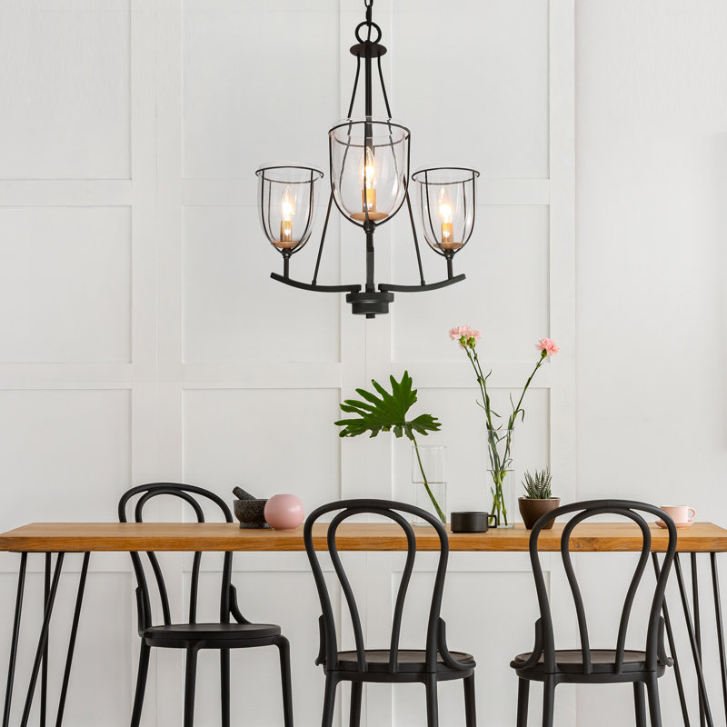 Lustre géométrique unique à 3 lumières, Noir