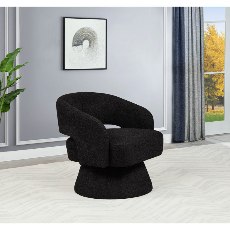 Fauteuil demi-tonneau rembourré pivotant, Ours en peluche noir