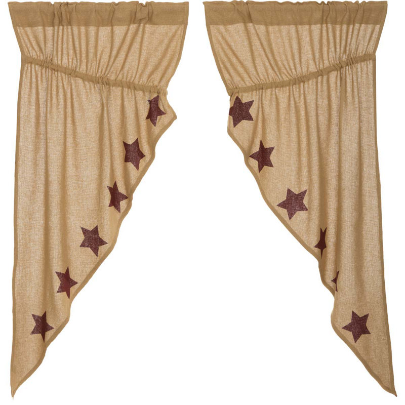 Paire de rideaux semi-transparents avec passe-tringle Hingham, Natural/Burgundy