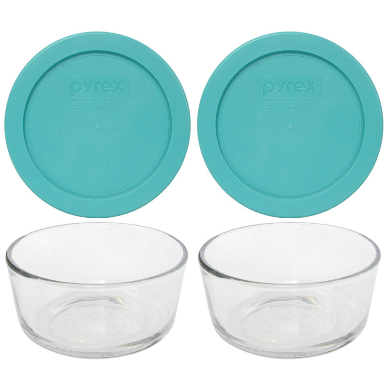 Bols en verre Pyrex 7200 et couvercles assortis 7200 PC, Turquoise