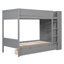 Lit superposé simple au-dessus de gris avec armoires fonctionnelles - 2 tiroirs et rangement multi-couches-121015456-121015455