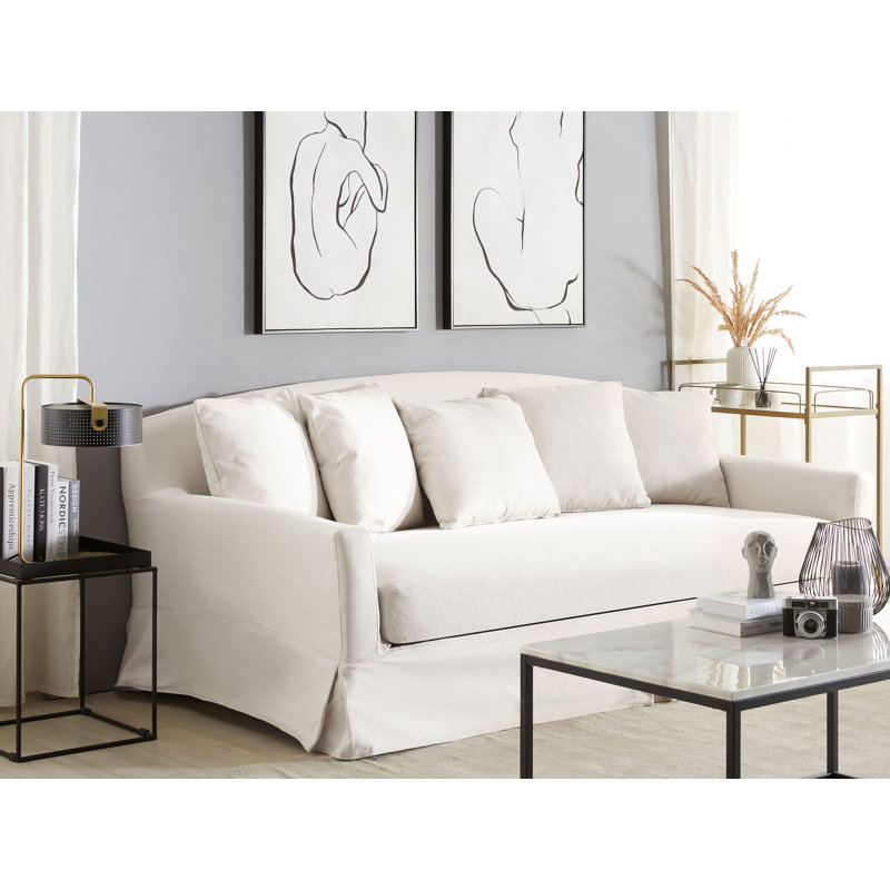 Abdulbaki Polyester Box Cushion Sofa Slipcover, White