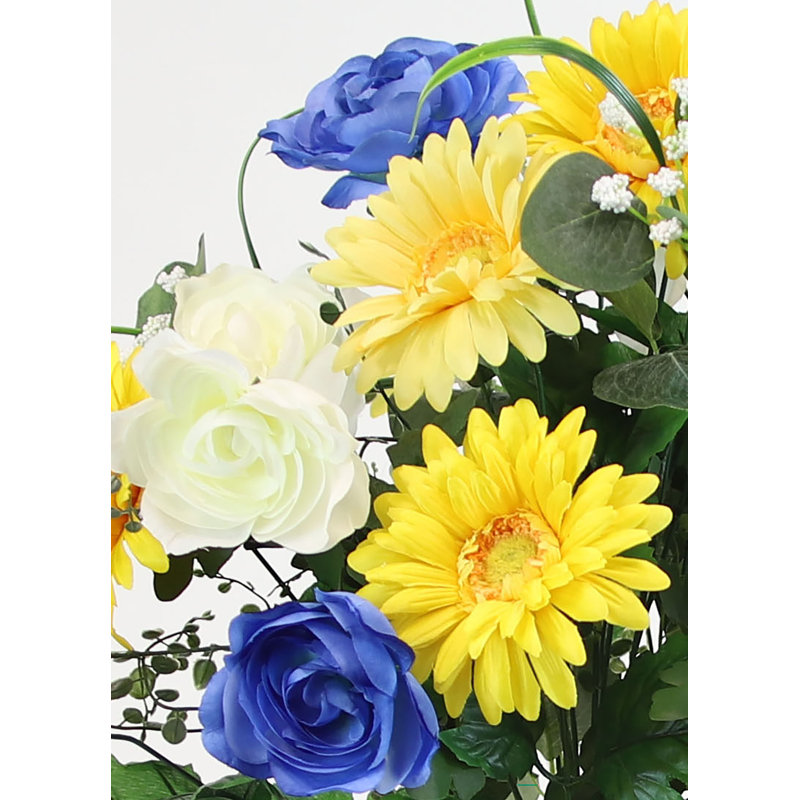 Cérémonie commémorative Gerbera et renoncule dans un vase en cône, Jaune
