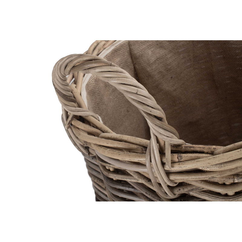 Wicker Rattan Pot Bellied Log Basket