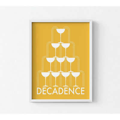 Reproduction d'art Champagne Tower, impression de Champagne jaune, affiche de citation de décadence, affiche idée de décoration de bar jaune