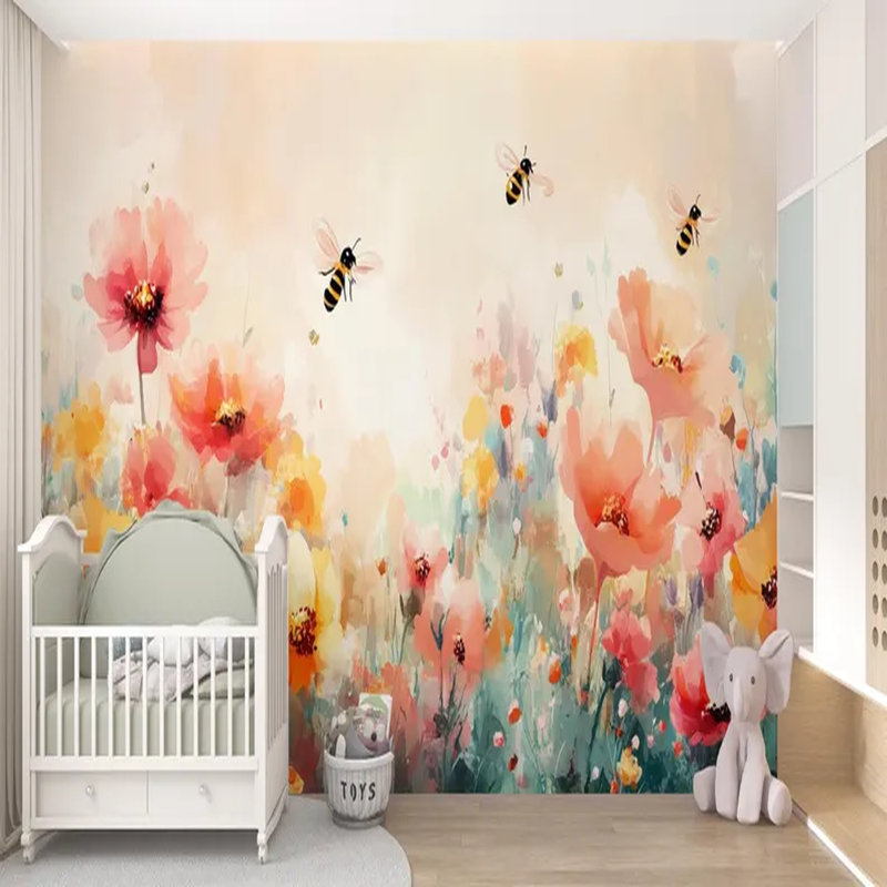 Blooming Bees In Summer Meadow, 96" L x 108" W