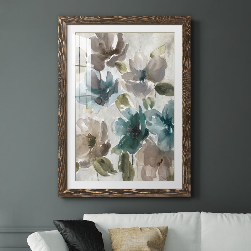 Topaz Garden I - peinture encadrée, H 44 po x l 31 po x P 1 po, Noyer