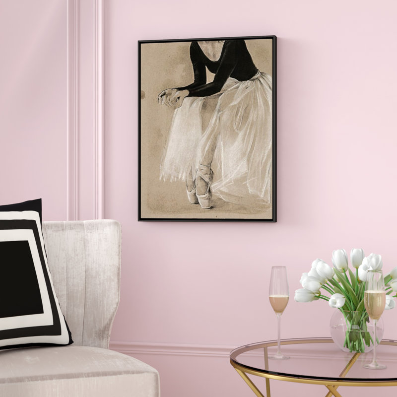 « ballet study i », peinture sur toile, H 25,7 po x l 19,7 po x P 1,75 po, Cadre flottant noir