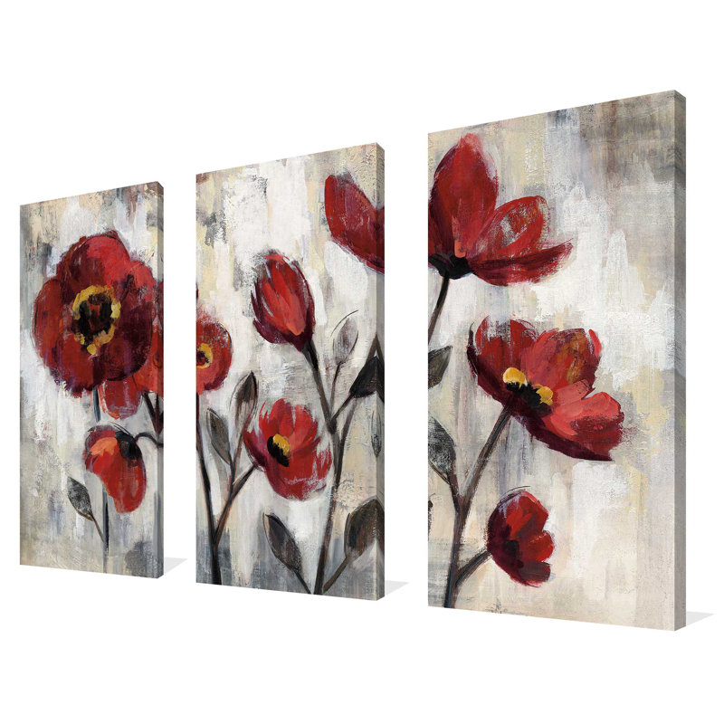 " Floral Simplicity " 3 - Pieces, 24" H x 36" W x 0.75" D