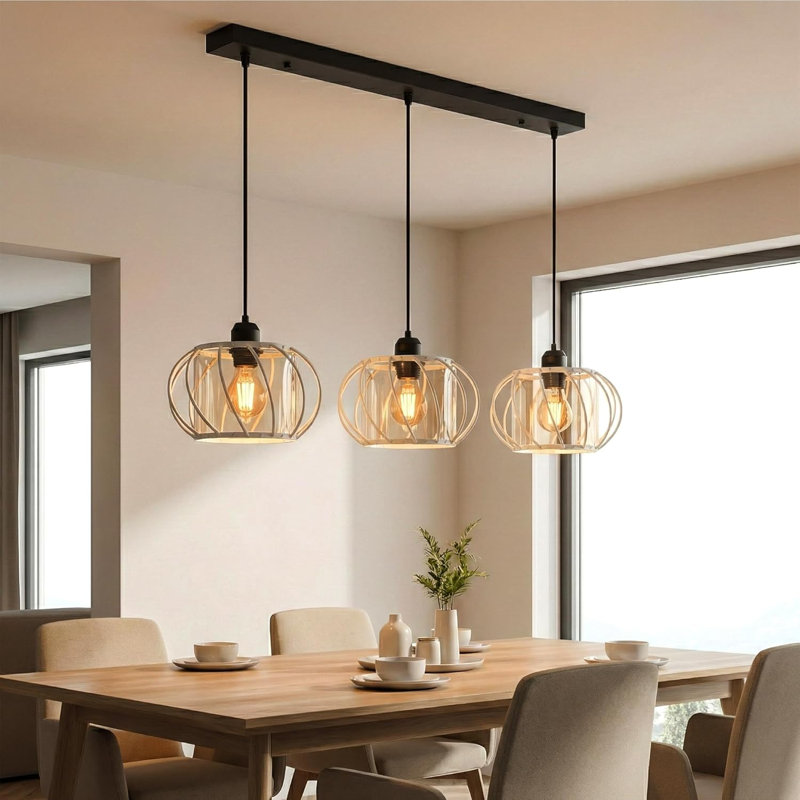 3 - Light Kitchen Island Pendant, White