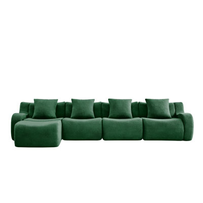 Canapé désossé, tissu en peluche de haute qualité à 3 places, conception antidérapante, conception épurée sans accoudoirs incurvés, chaise d'assemblage éponge haute densité 32D pour le salon, la chambre à coucher, vert