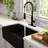 CASAINC Single Bowl Black Fireclay Farmhouse Kitchen Sink With Faucet Included-101121568